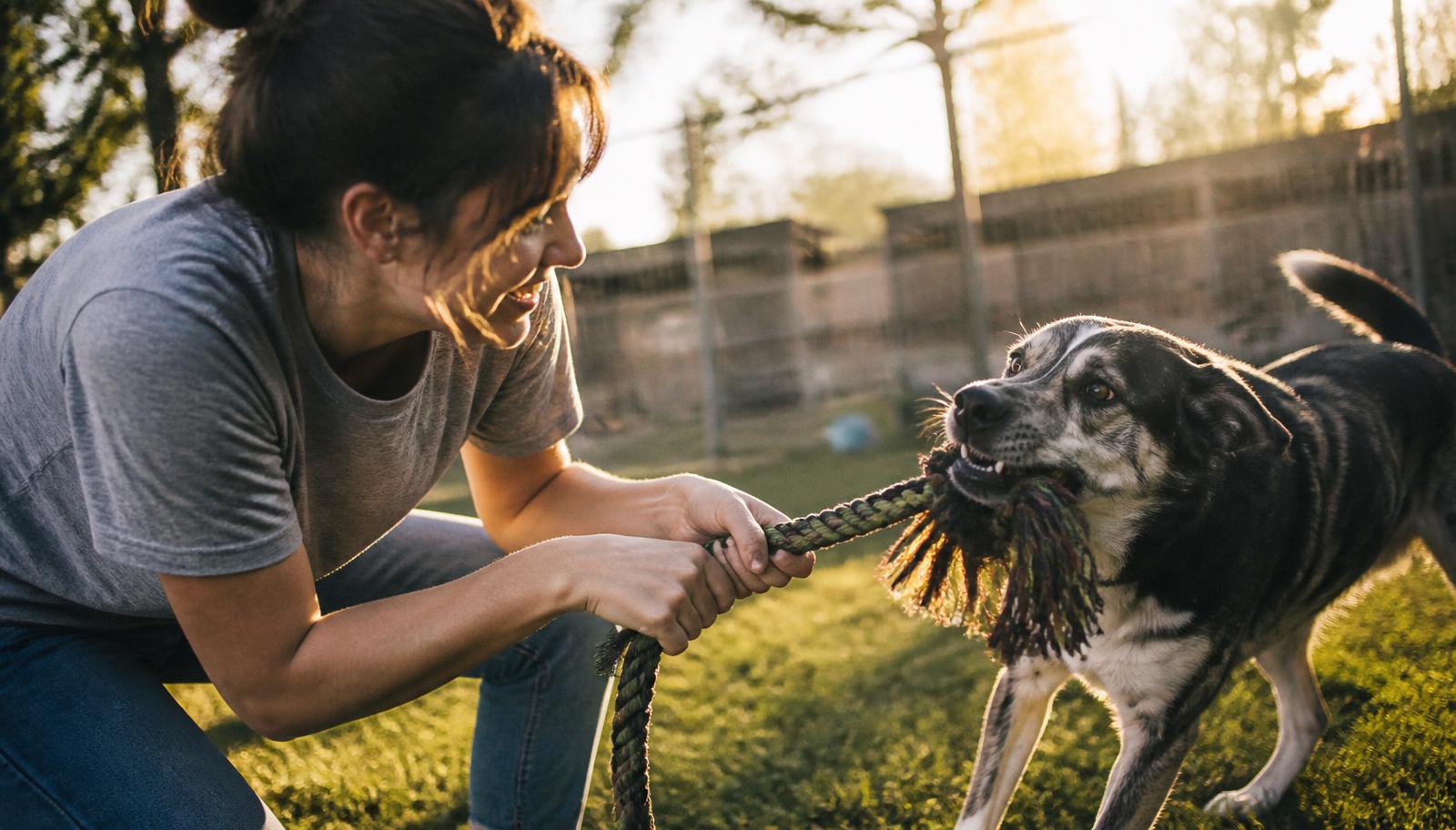 Tug-of-war is the best kind of therapy.